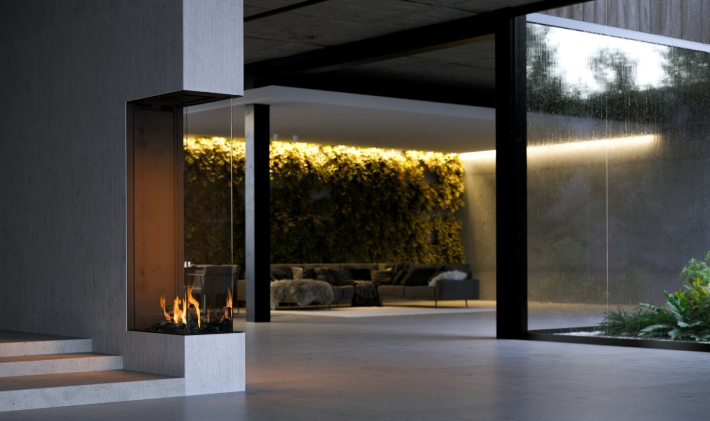 Element4 Sky Large Room Divider gashaard – stijlvolle doorkijkhaard met modern design, ideaal als sfeervolle scheiding tussen twee ruimtes.